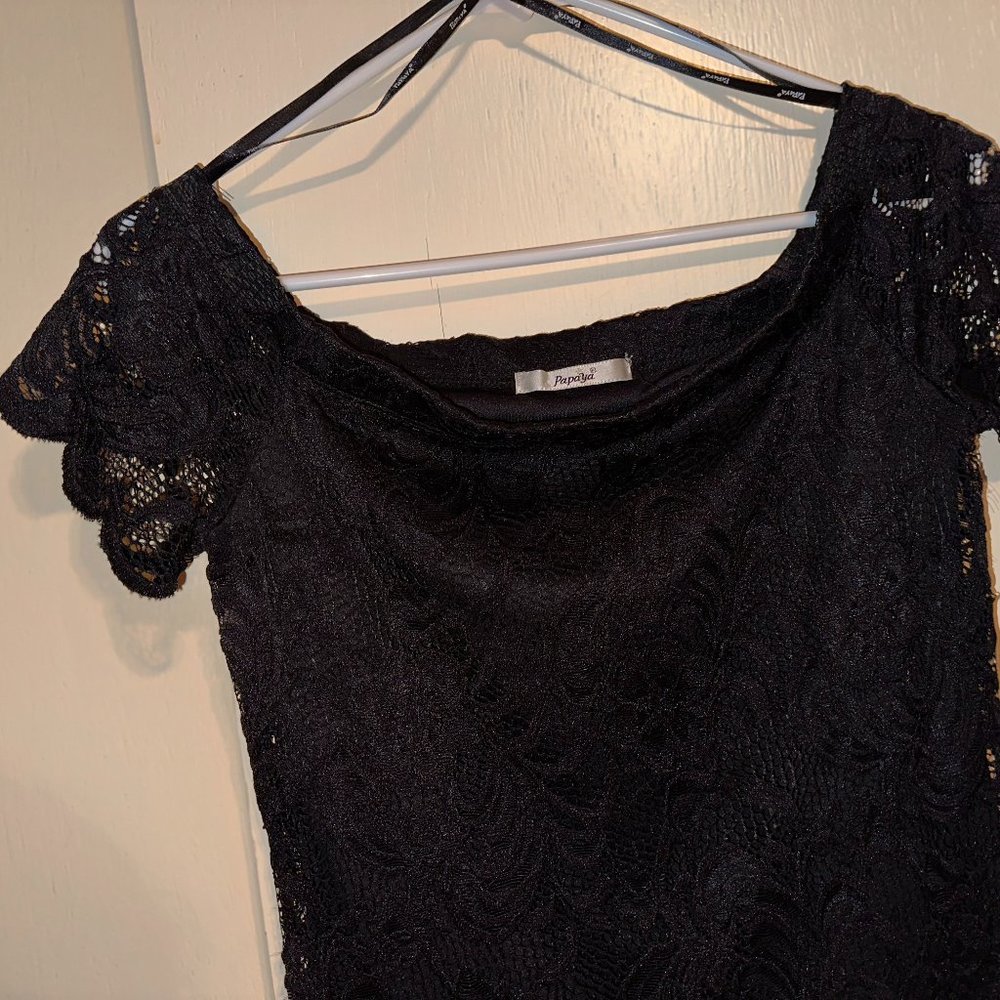 Papaya Black Lace Body-con Dress